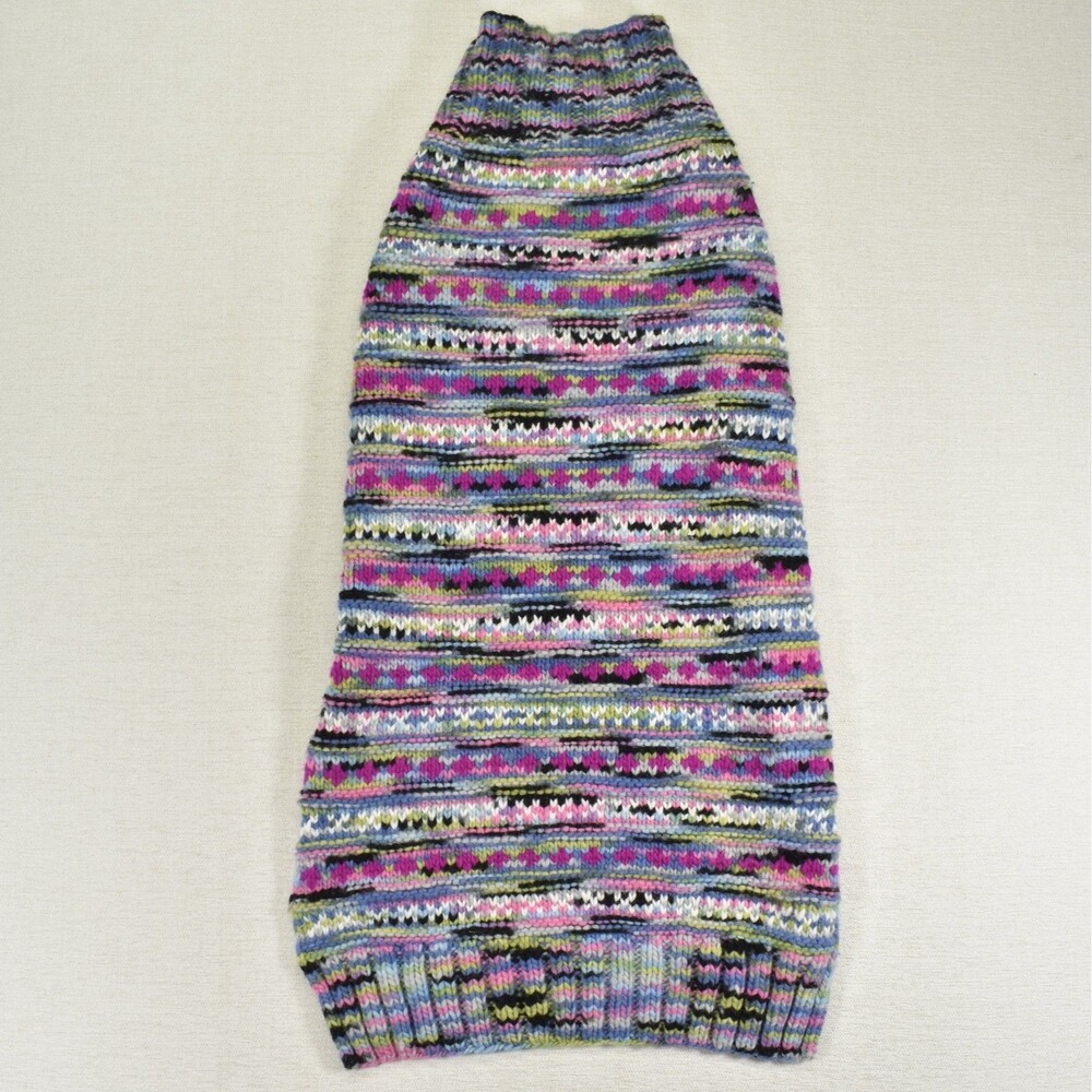 Handmade Crochet Dog Sweater XL/XXL Multicolor Knit Striped Warm Pet Clothes